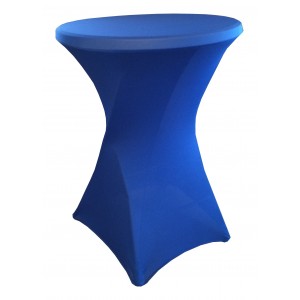 Housse Lisse Spandex BLEUE pour table pliante ronde mange debout, Diamètre 80 cm