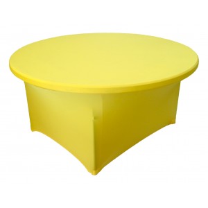 Housse Lisse Spandex JAUNE pour table pliante ronde Diamètre 150 cm