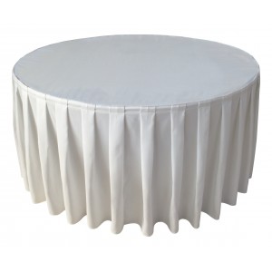 Housse Ondulée 4 Polyester BLANCHE pour table pliante ronde Diamètre 150 cm