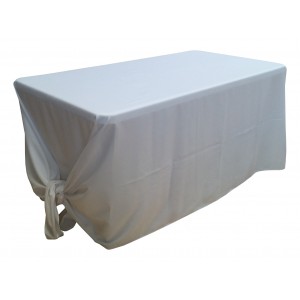 Nappe Lisse 3 Polyester BLANCHE pour table pliante rectangle 152cm x 76cm