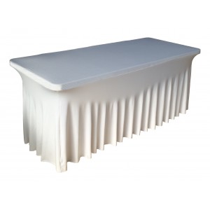 Housse Ondulée Spandex BLANCHE pour table pliante rectangle 183cm x 76cm