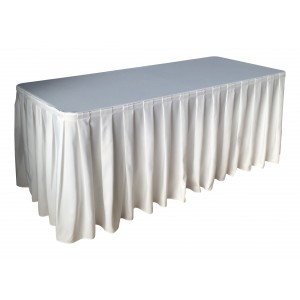 Nappe Ondulée 4 Polyester BLANCHE pour table pliante rectangle 183cm x 76cm