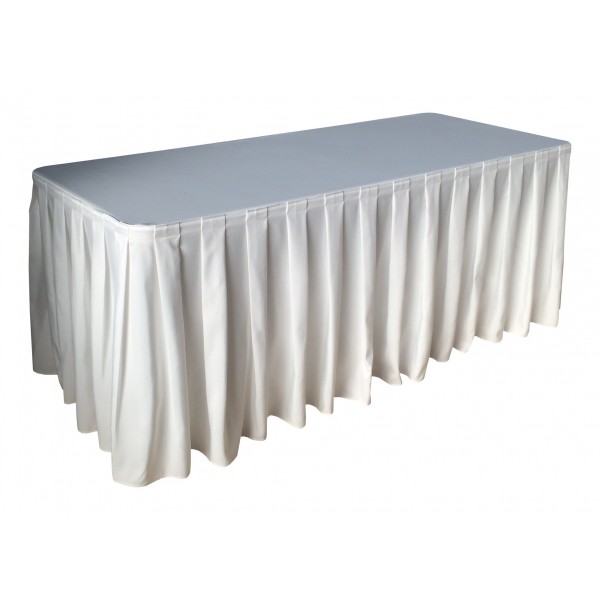 Nappe Ondulée 4 Polyester BLANCHE pour table pliante rectangle 183cm x 76cm  - BJS Fournitures