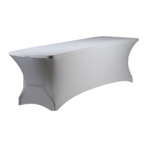 Housse Lisse Spandex BLANCHE pour table pliante rectangle 240cm x 76cm
