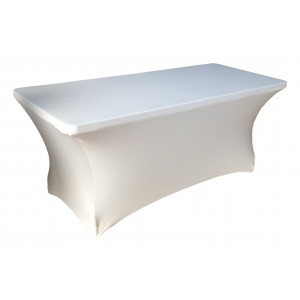 Housse Lisse Spandex BLANCHE pour table pliante rectangle 122cm x 61cm