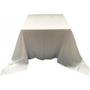 Nappe Ondulée 3 Polyester BLANCHE pour table pliante carrée 87cm x 87cm 
