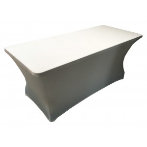 Housse Lisse Spandex ARGENTEE pour table pliante rectangle 183cm x 76cm