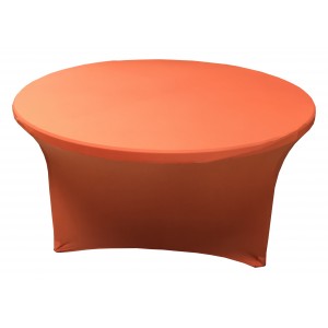 Housse Lisse Spandex ORANGE pour table pliante ronde Diamètre 150 cm