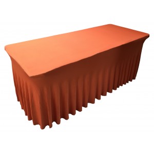 Housse Ondulée Spandex ORANGE pour table pliante rectangle 122cm x 61cm
